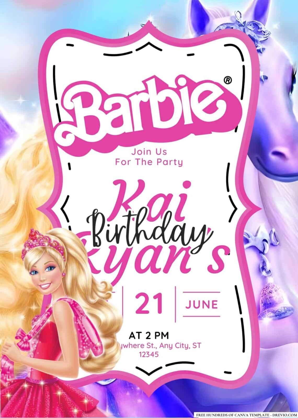 FREEBarbieBirthdayCanvaTemplates (9) Download Hundreds FREE