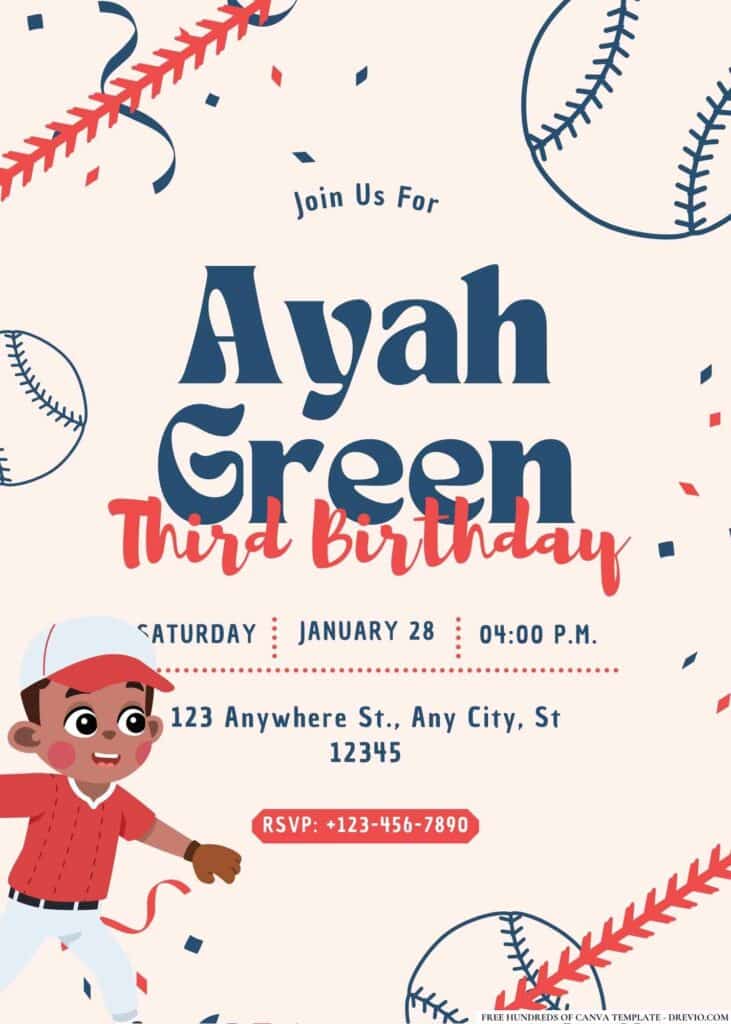 FREE Baseball Birthday Invitations