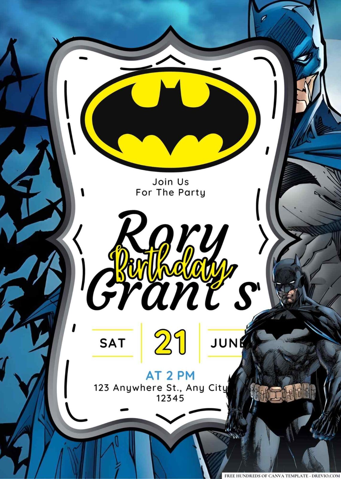 FREE Batman Birthday Invitations