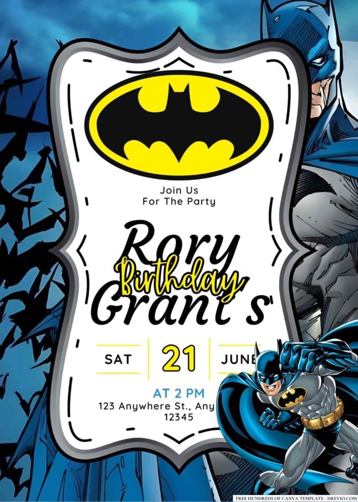 FREE Batman Birthday Invitations