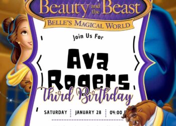 FREE Beauty and the Beast Birthday Invitations