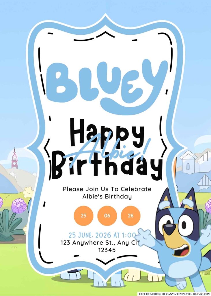FREE Bluey Birthday Invitations