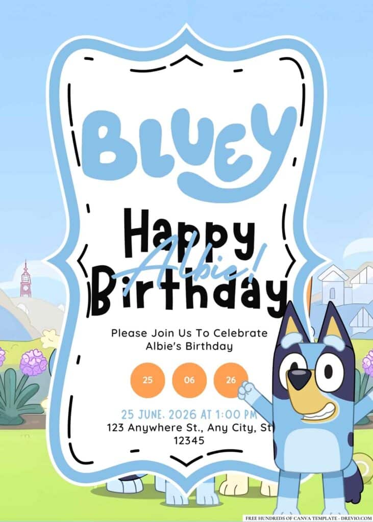 FREE Bluey Birthday Invitations