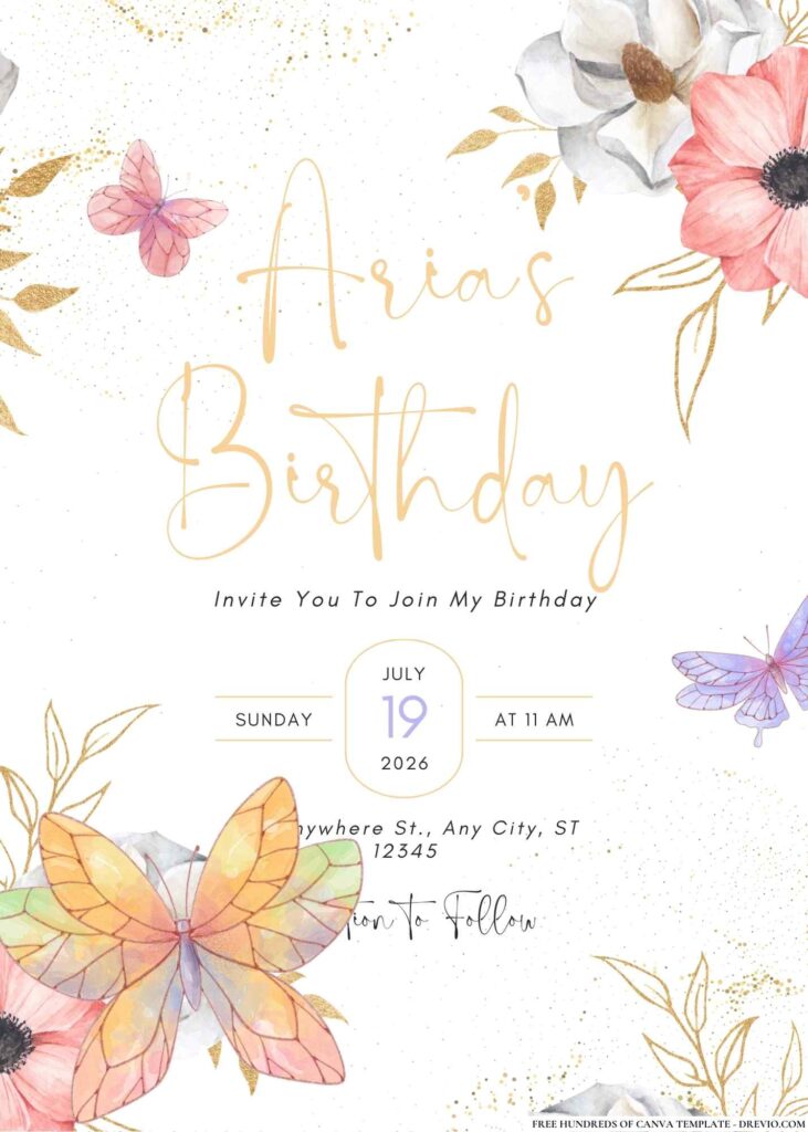 FREE Editable Butterfly Birthday Invitations