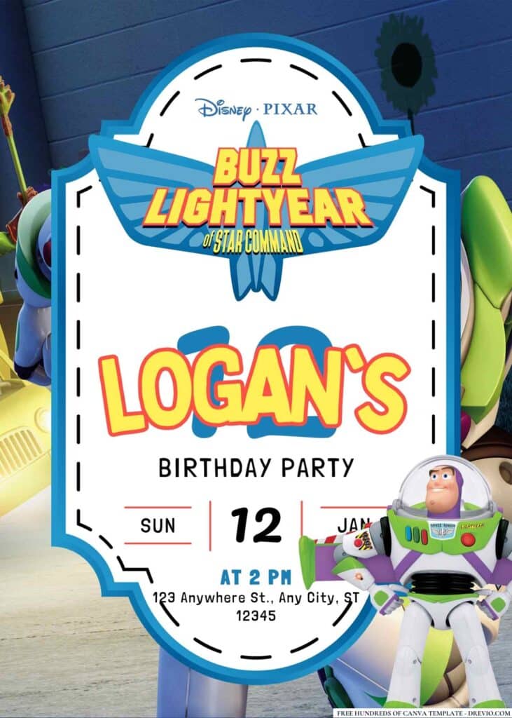 FREE Buzz Lightyear Birthday Invitations: