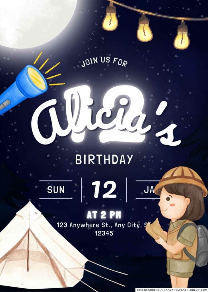 FREE Camping Birthday Invitations