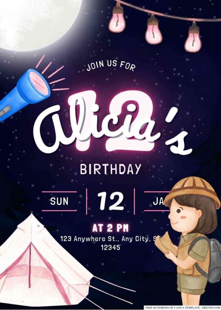 FREE Camping Birthday Invitations