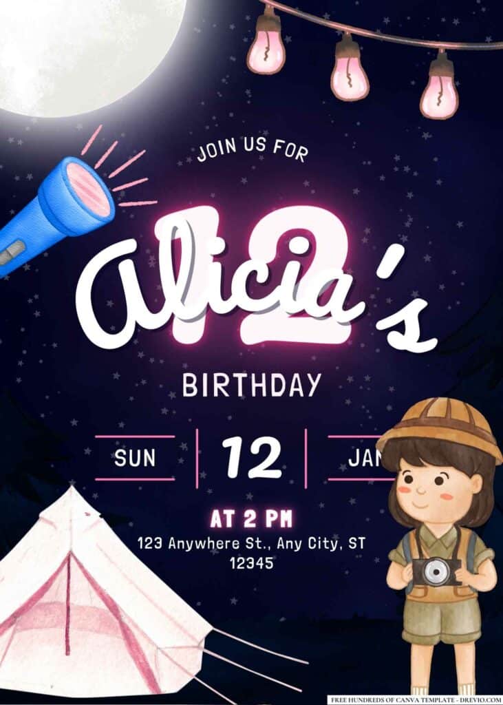FREE Camping Birthday Invitations