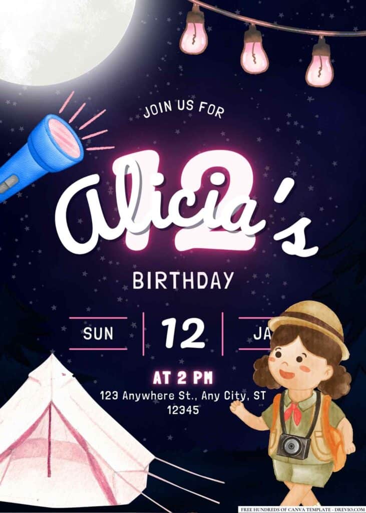 FREE Camping Birthday Invitations