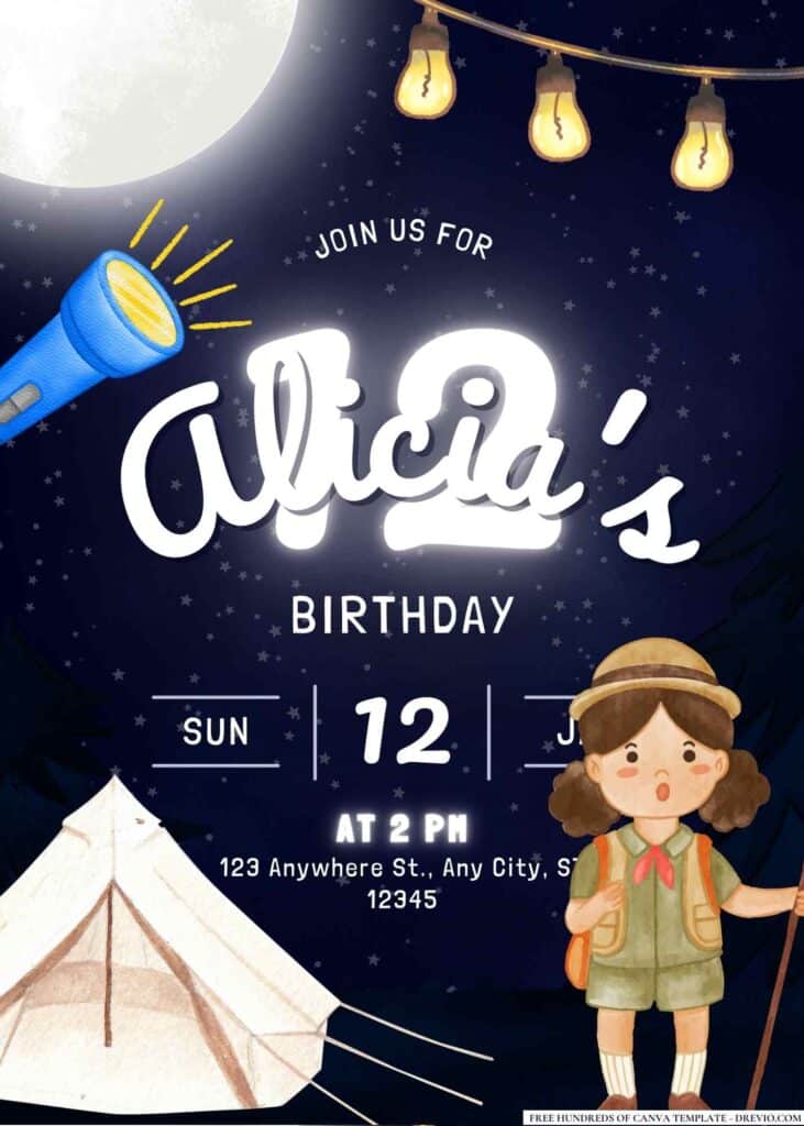 FREE Camping Birthday Invitations