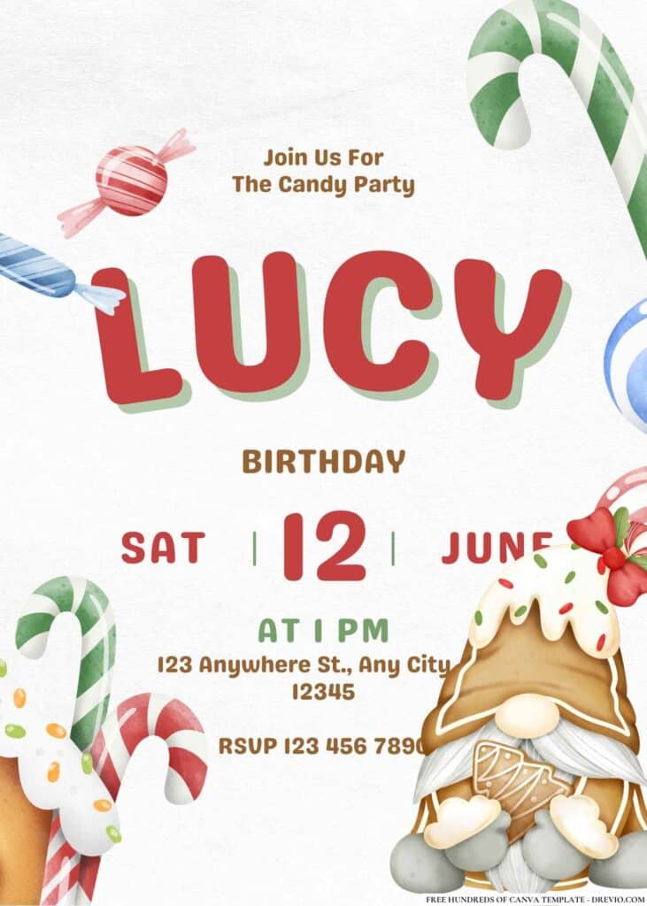 FREE Candyland Carnival Birthday Invitations