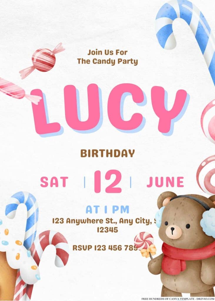 FREE Candyland Carnival Birthday Invitations