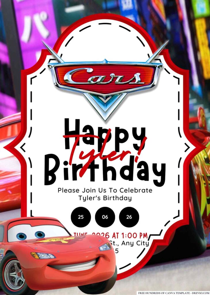FREE Cars Birthday Invitations