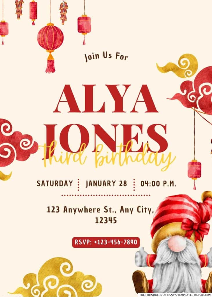 FREE Chinese New Year Birthday Invitations