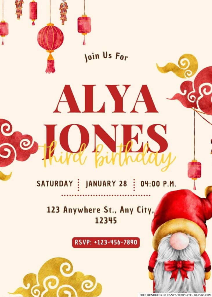 FREE Chinese New Year Birthday Invitations