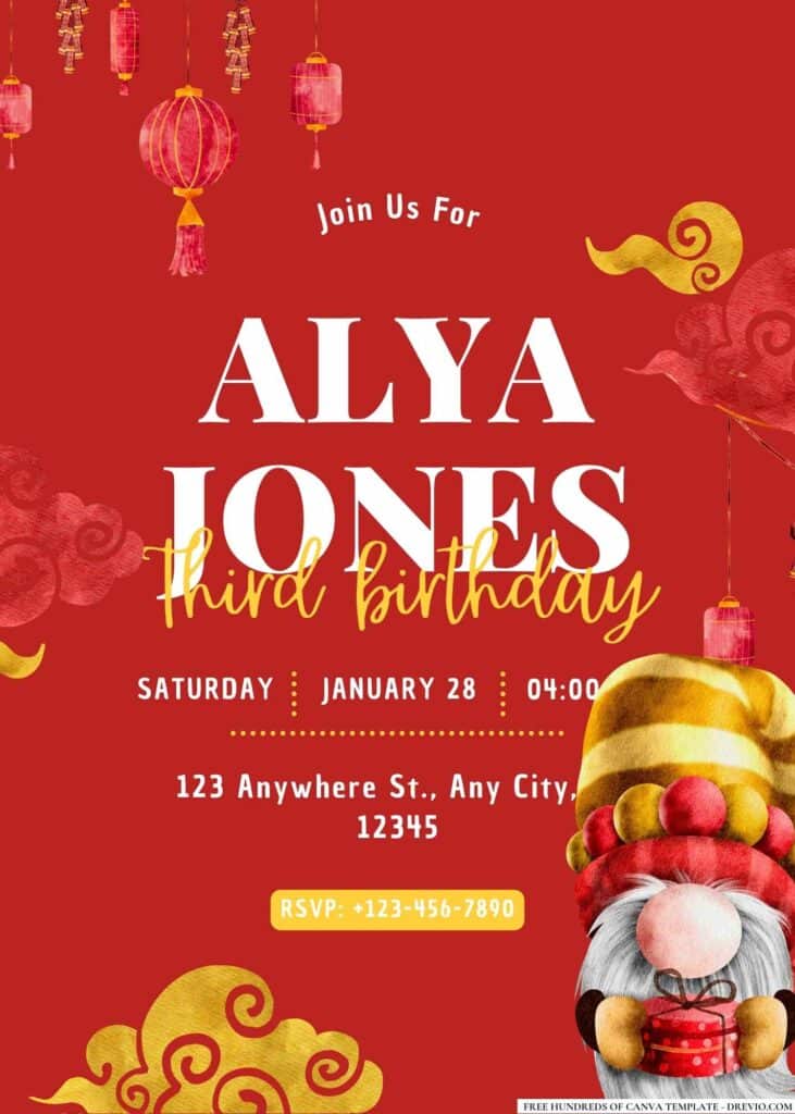 FREE Chinese New Year Birthday Invitations