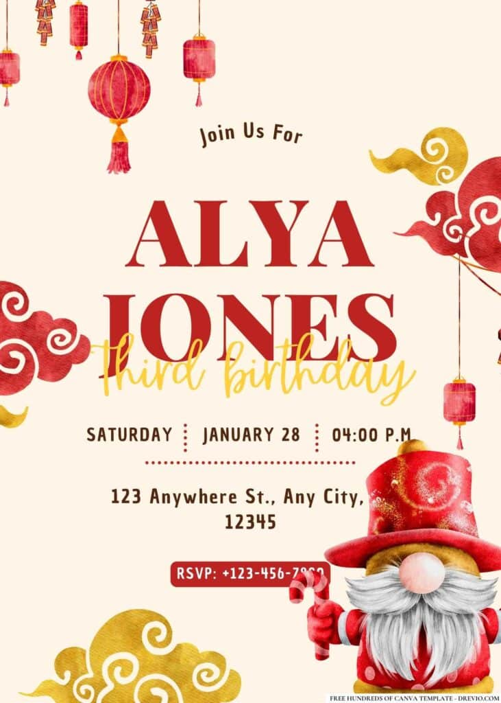 FREE Chinese New Year Birthday Invitations