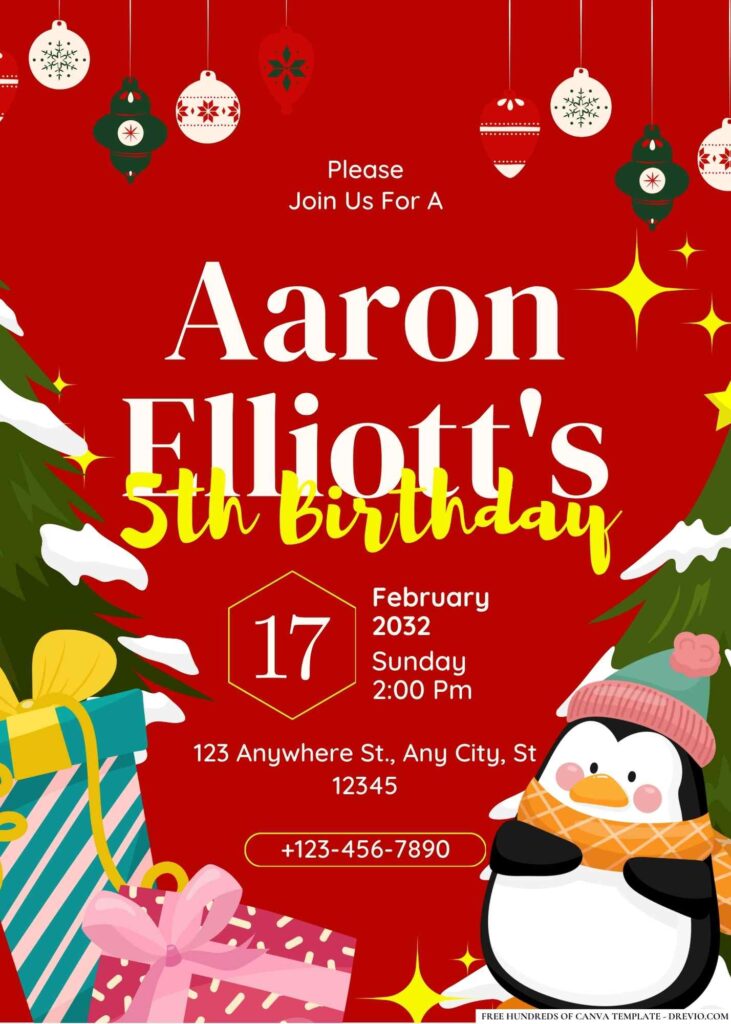 FREE Christmas Birthday Invitations