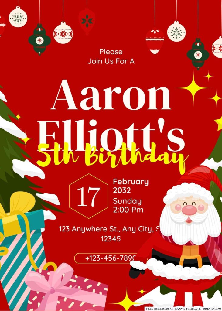 FREE Christmas Birthday Invitations