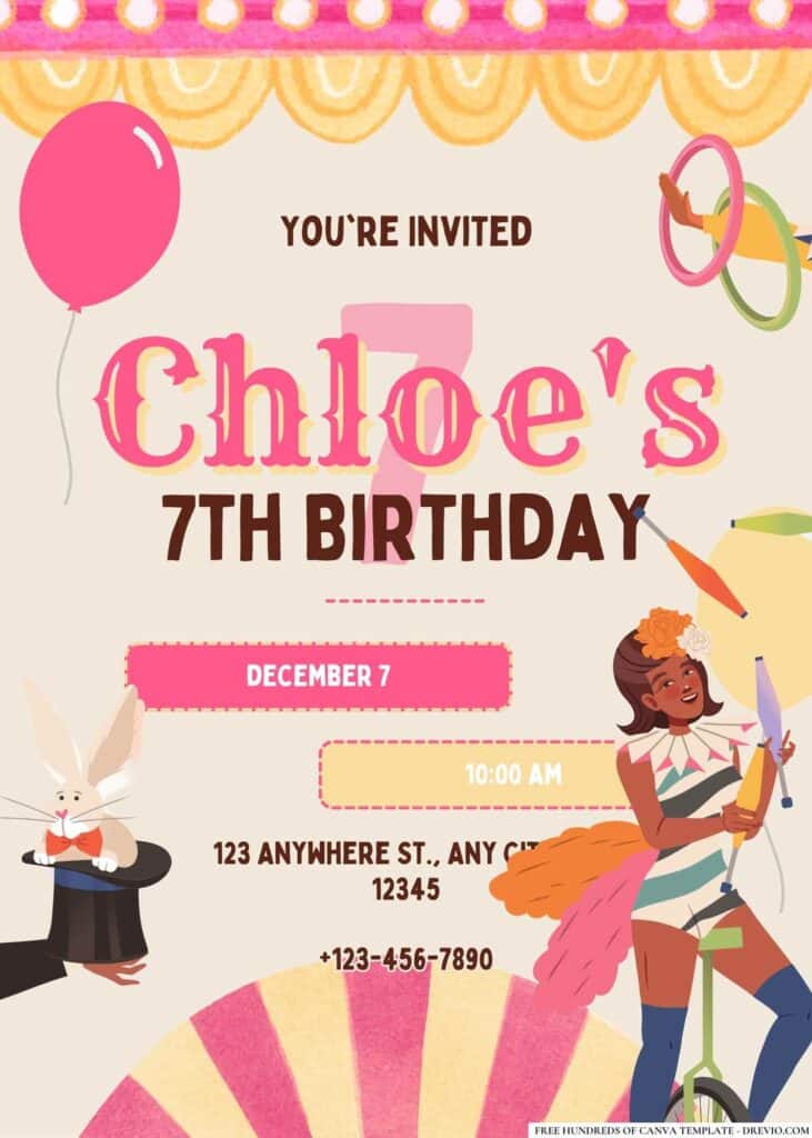 FREE Circus Birthday Invitations