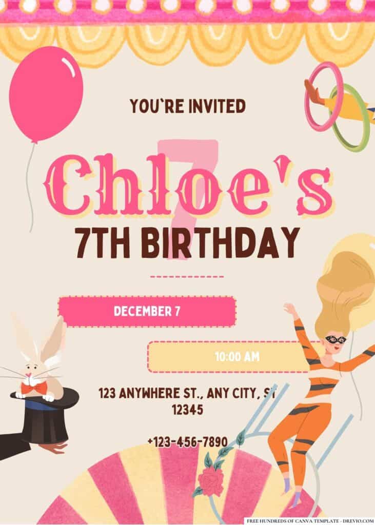 FREE Circus Birthday Invitations