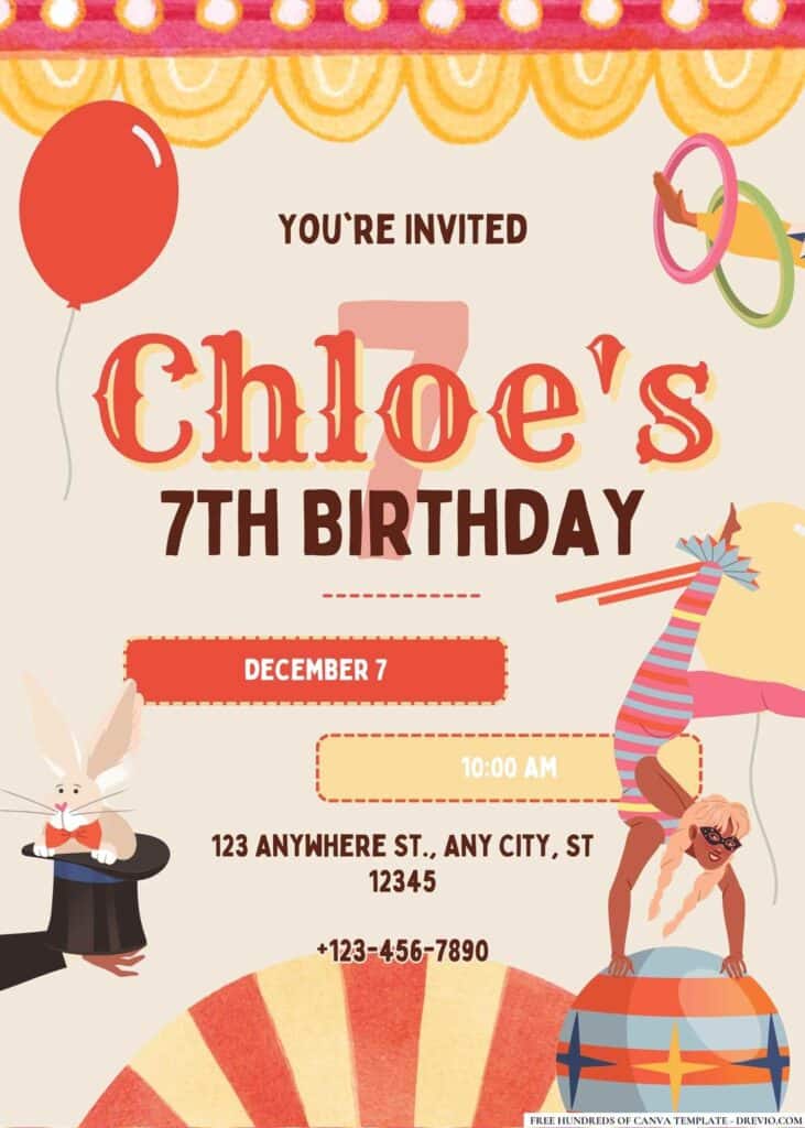 FREE Circus Birthday Invitations