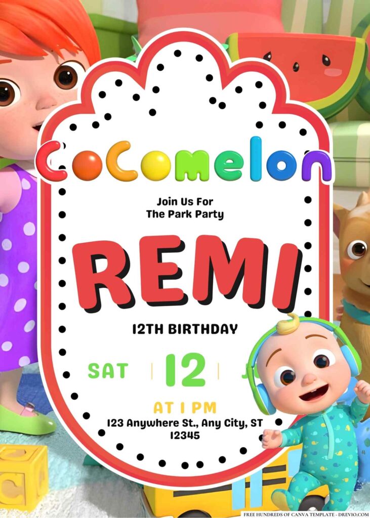 FREE Cocomelon Birthday Invitations