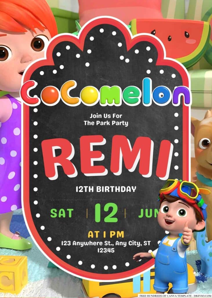 FREE Editable Cocomelon Birthday Invitations