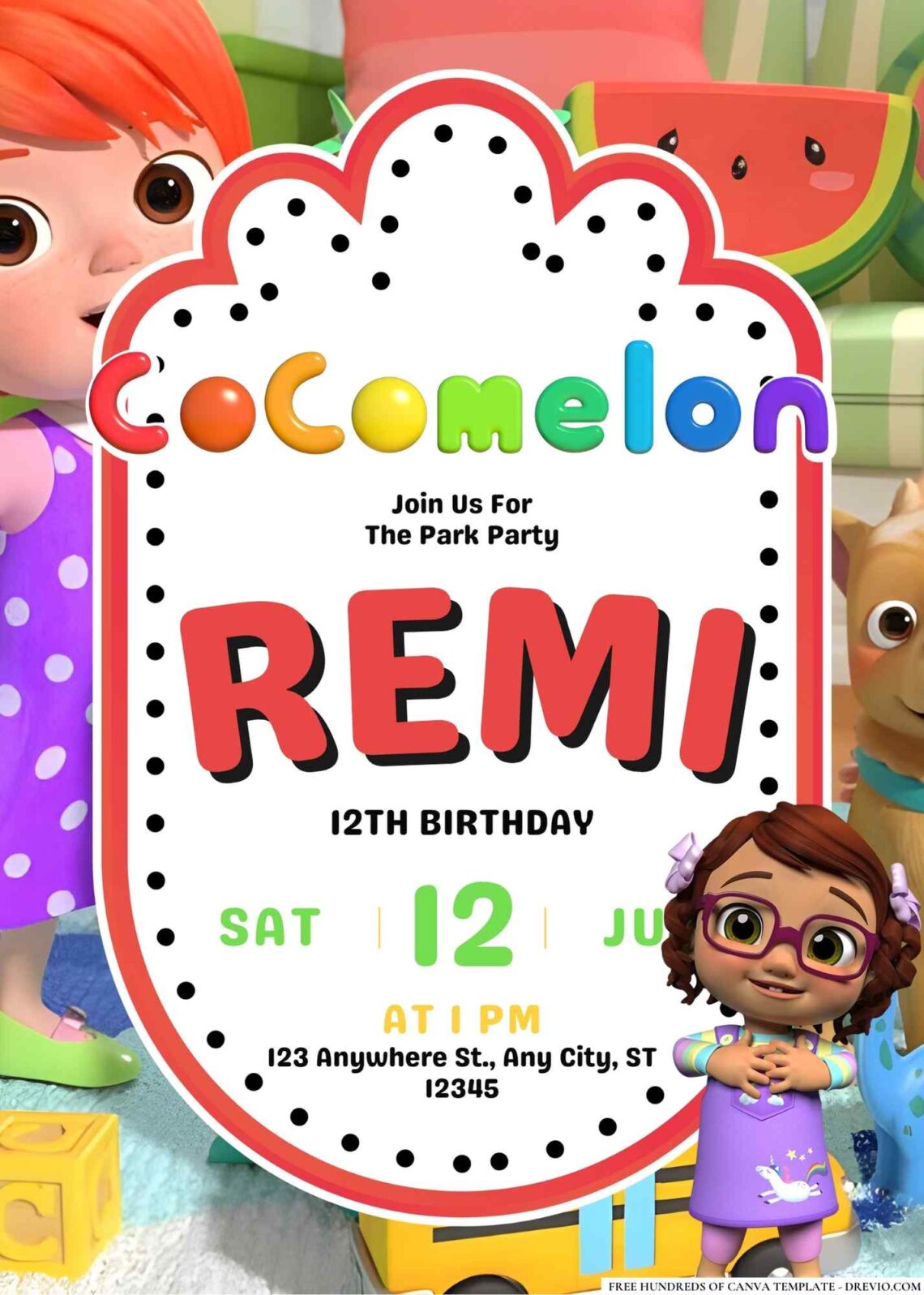 FREE Cocomelon Birthday Invitations
