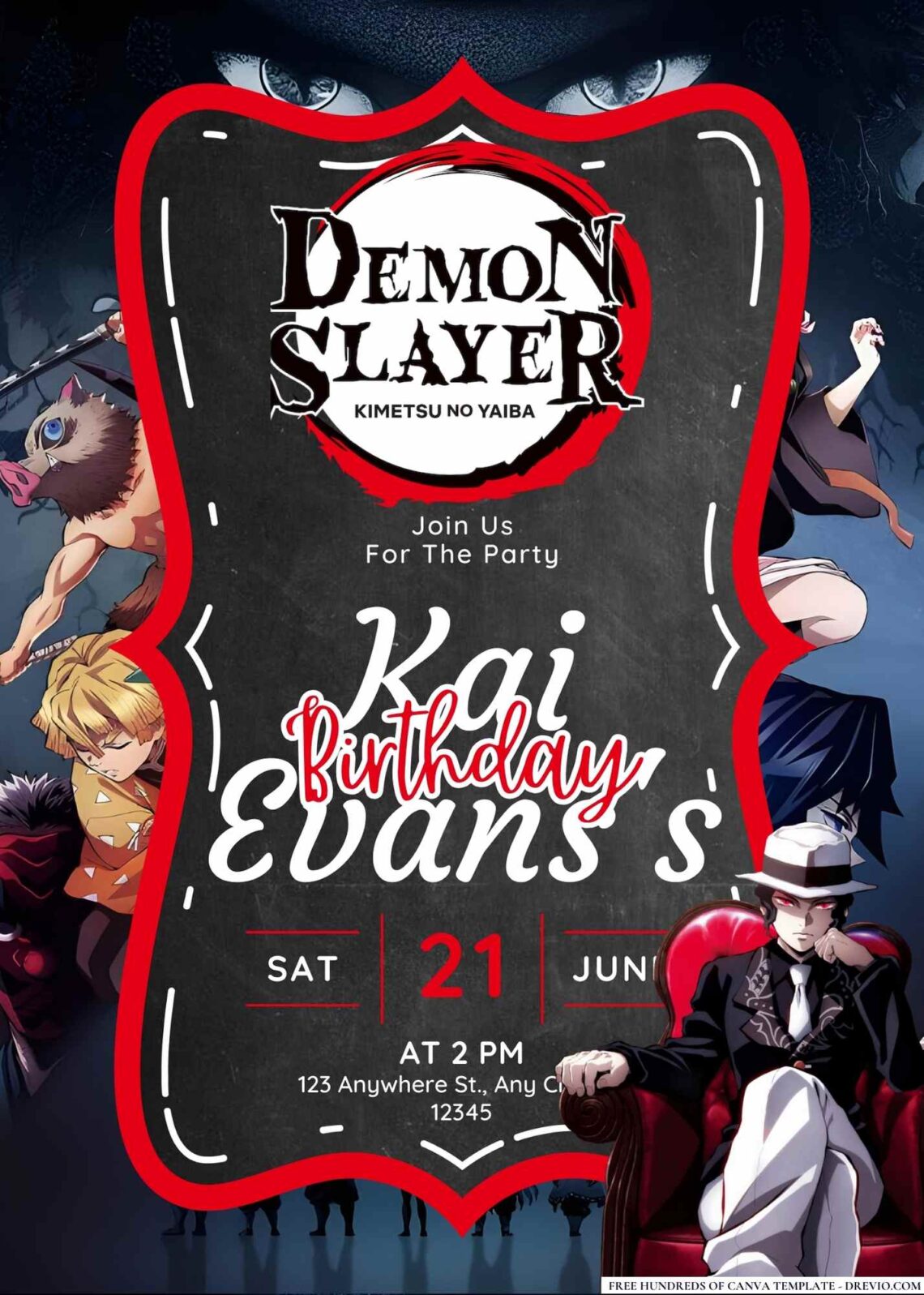 FREE Demon Slayer Birthday Invitations