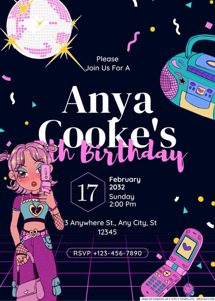 FREE Disco Divas Birthday Invitations
