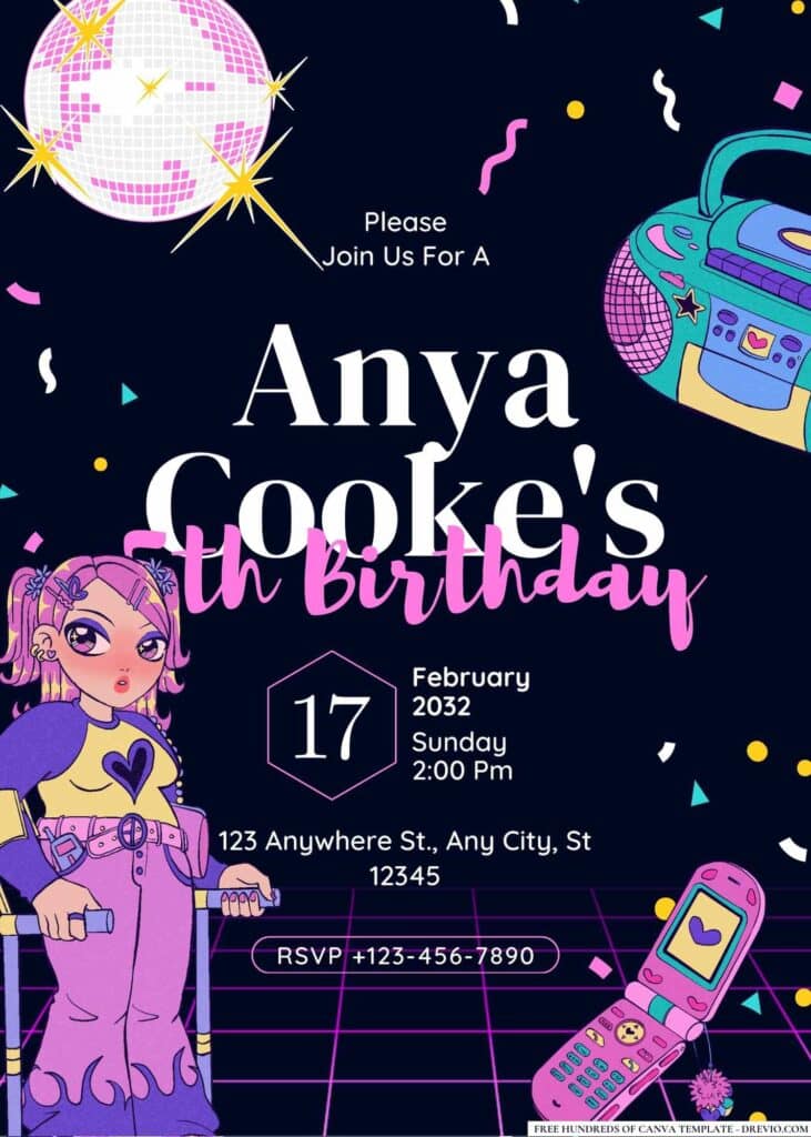 FREE Disco Divas Birthday Invitations