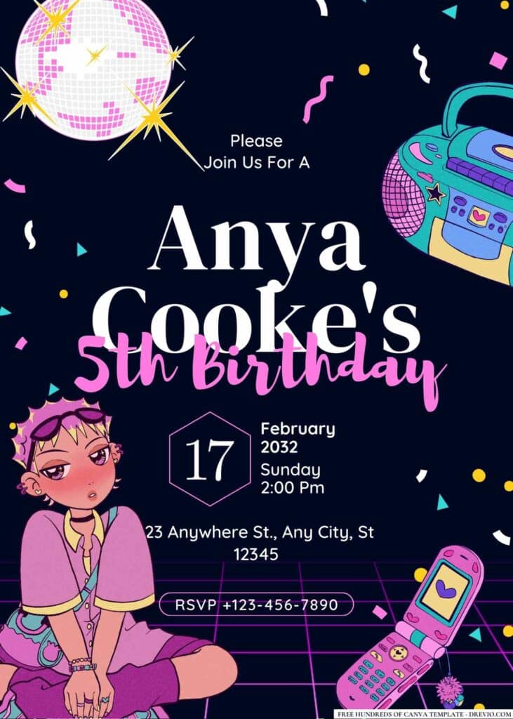 FREE Disco Divas Birthday Invitations