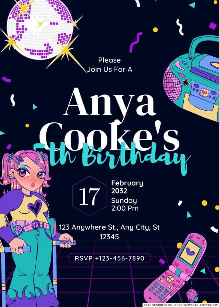 FREE Disco Divas Birthday Invitations