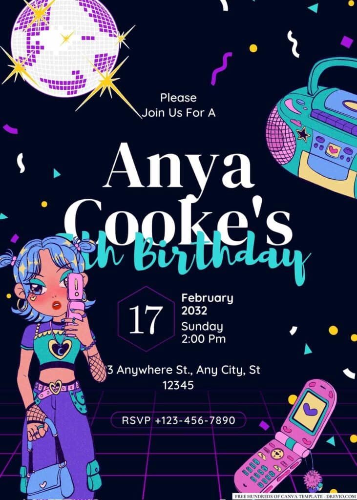 FREE Disco Divas Birthday Invitations