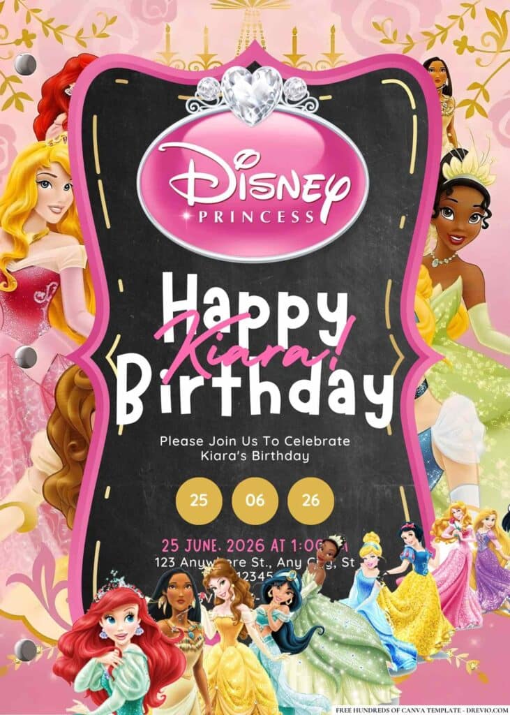 Free Disney Princess Birthday Invitations: