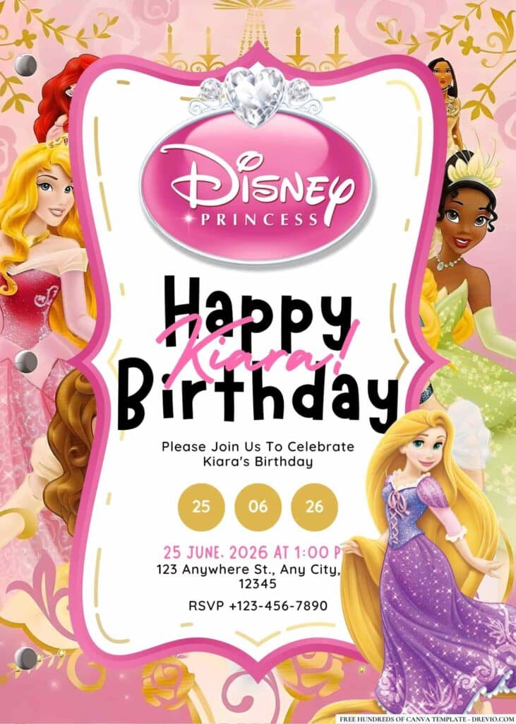 Free Disney Princess Birthday Invitations: