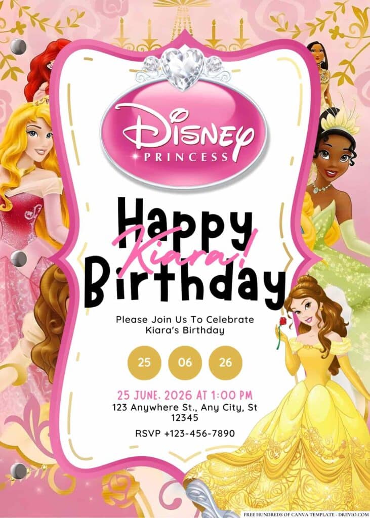 Free Disney Princess Birthday Invitations: