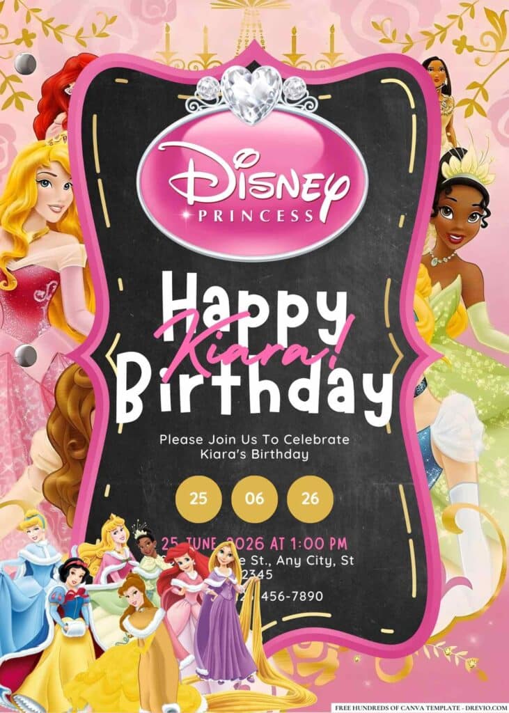 Free Disney Princess Birthday Invitations: