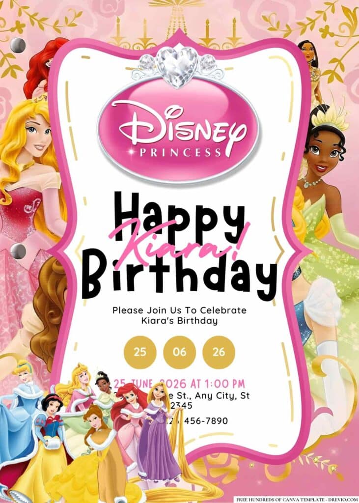 Free Disney Princess Birthday Invitations: