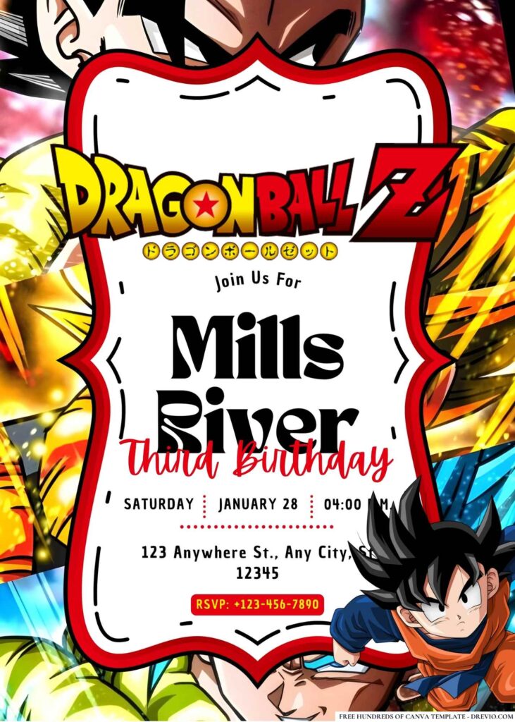 FREE Dragon Ball Z Birthday Invitations