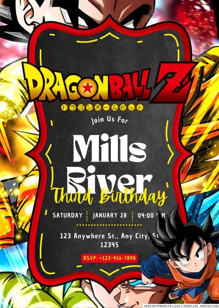 FREE Dragon Ball Z Birthday Invitations