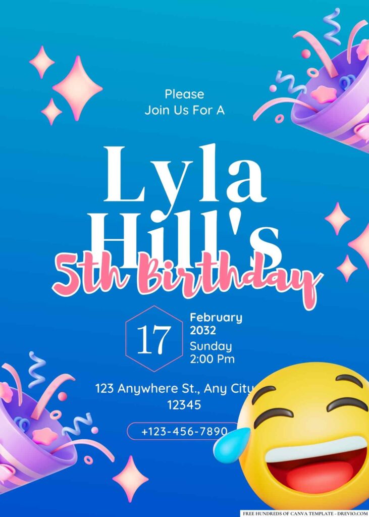 FREE Editable Emoji Birthday Invitations