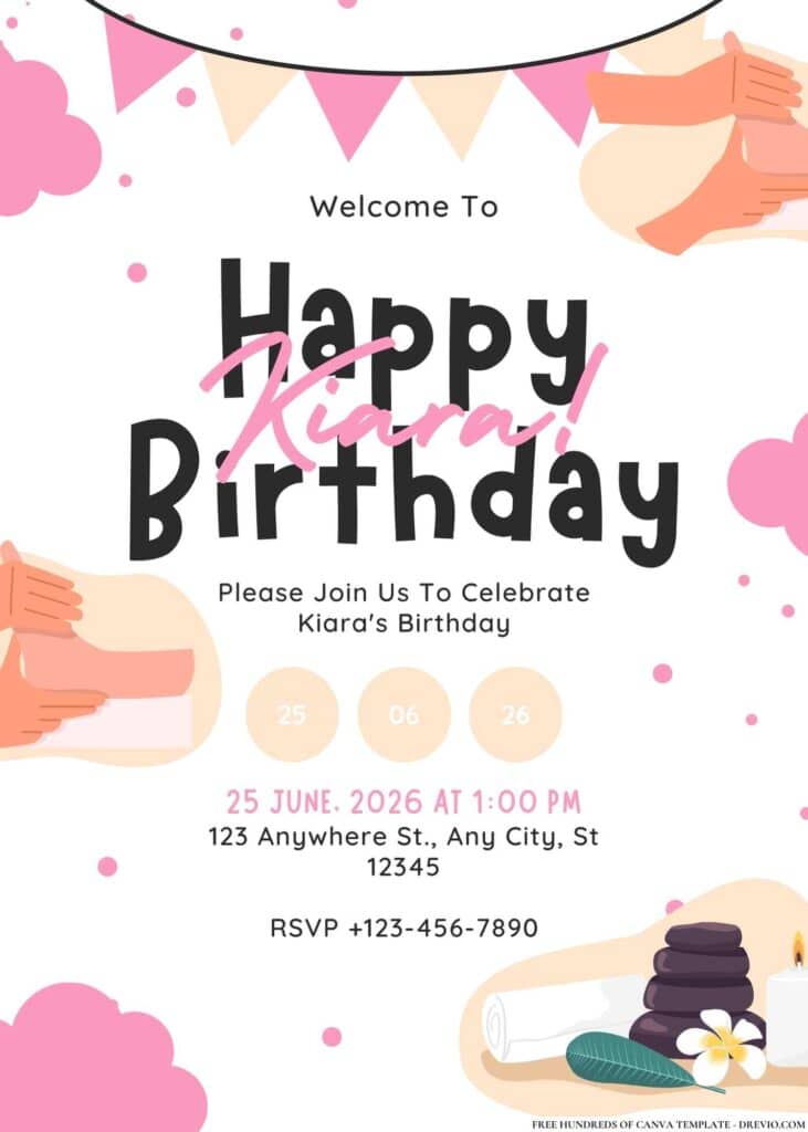 FREE Spa Day Birthday Invitations