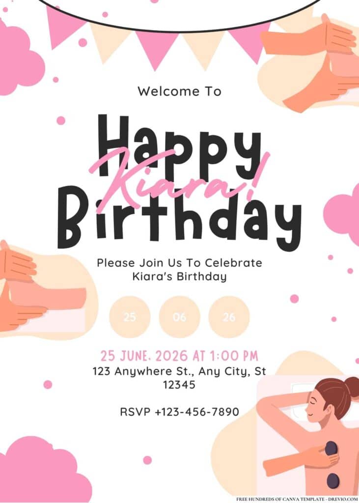 FREE Spa Day Birthday Invitations