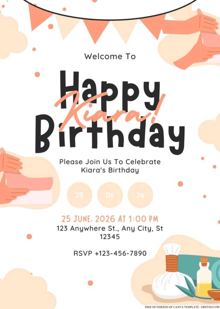 FREE Spa Day Birthday Invitations