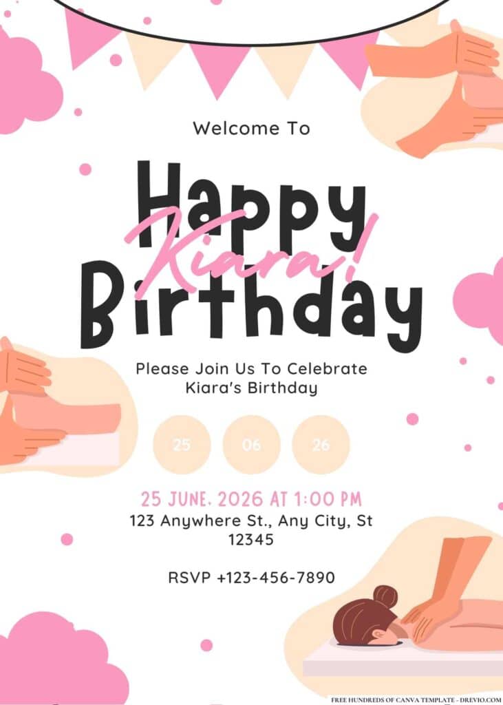 FREE Spa Day Birthday Invitations