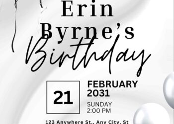 FREE Black and White Birthday Invitation