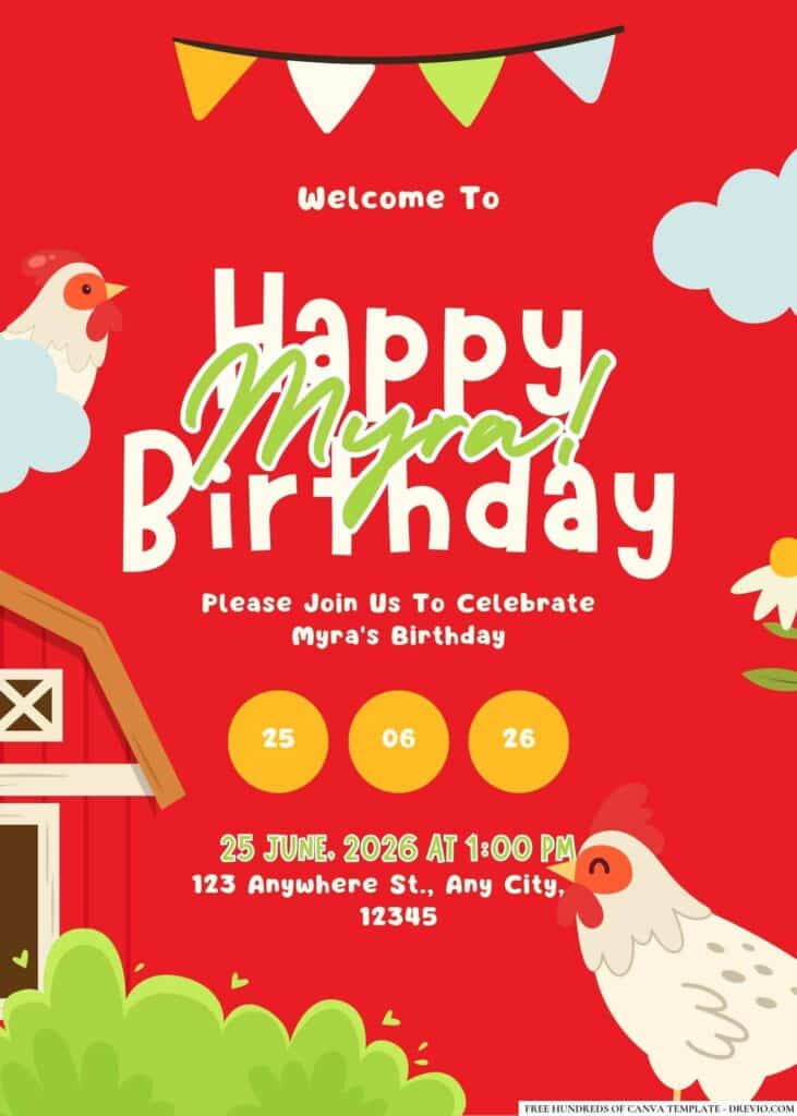 FREE Farm Birthday Invitations