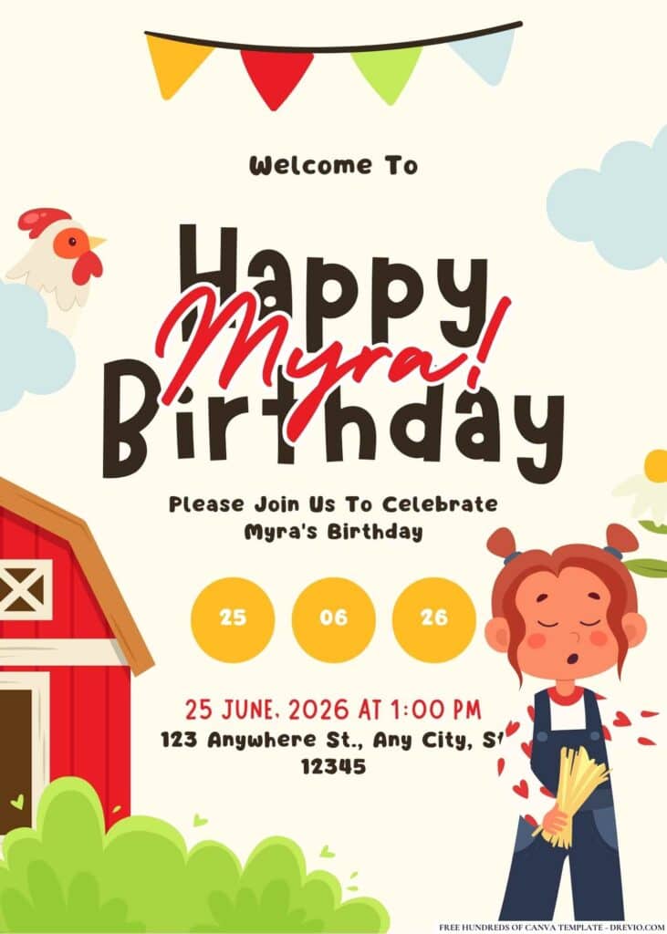 FREE Farm Birthday Invitations